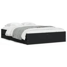 Berkfield Home Bed Frame with Drawers without Mattress Black 120x190 cm Small Double - thumbnail 1
