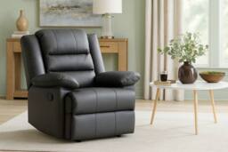 LUXURY LIFE Loxley Leather Recliner Armchair in Grey