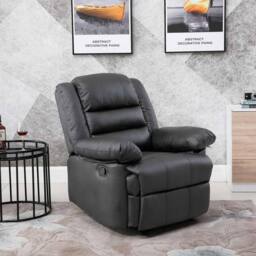 LUXURY LIFE Loxley Leather Recliner Armchair in Grey - thumbnail 2