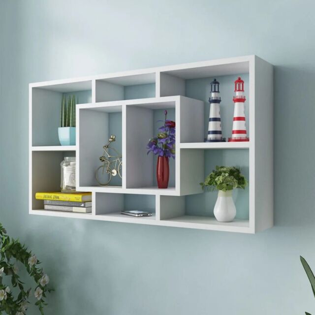 Berkfield Home Floating Wall Display Shelf 8 Compartments White - image 1