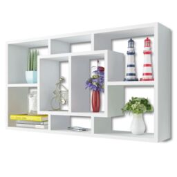 Berkfield Home Floating Wall Display Shelf 8 Compartments White - thumbnail 3