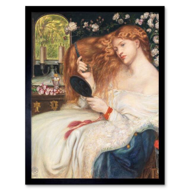 "Artery8 Rossetti Lady Lilith Painting Home Decor 12x16"" Framed Wall Art Print in White - Size: W12"" x H16""" - image 1