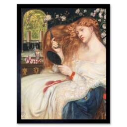 "Artery8 Rossetti Lady Lilith Painting Home Decor 12x16"" Framed Wall Art Print in White - Size: W12"" x H16""" - thumbnail 1