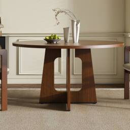 Rolipo 47 Inch Farmhouse Round Dining Table for 4 Wood Grain Circle Table in Walnut - thumbnail 7
