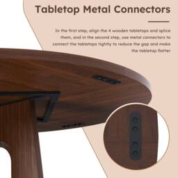Rolipo 47 Inch Farmhouse Round Dining Table for 4 Wood Grain Circle Table in Walnut - thumbnail 6