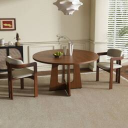 Rolipo 47 Inch Farmhouse Round Dining Table for 4 Wood Grain Circle Table in Walnut - thumbnail 9