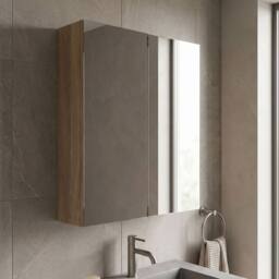 Balterley 600mm 50/50 Split Mirrored Bathroom Cabinet in Brown - thumbnail 4