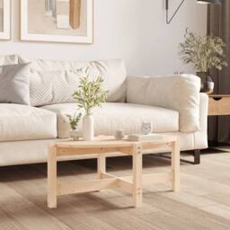Berkfield Home Coffee Table 87x48x35 cm Solid Wood Pine in Light Tan - Size: 87 x 48 x 35 cm - thumbnail 2