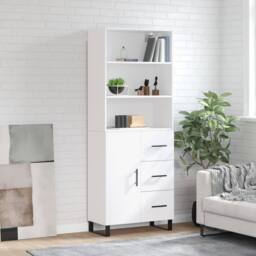 Berkfield Home Highboard White 69.5x34x180 cm Engineered Wood - thumbnail 2