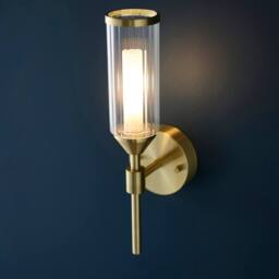 Netlighting Trieste Wall Lamp Satin Brass Plate Clear Frosted Glass in Gold - thumbnail 2
