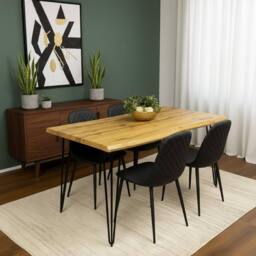 KOSY KOALA Dining Table Set & 4 Faux Leather Chairs Kitchen Dining Furniture in Brown - thumbnail 1