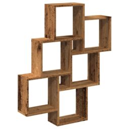 Berkfield Home Wall Cube Shelf Old Wood 78x15x93 cm Engineered Wood in Brown - Size: 78 x 15 x 93 cm - thumbnail 2