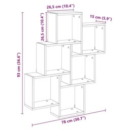 Berkfield Home Wall Cube Shelf Old Wood 78x15x93 cm Engineered Wood in Brown - Size: 78 x 15 x 93 cm - thumbnail 9