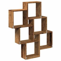 Berkfield Home Wall Cube Shelf Old Wood 78x15x93 cm Engineered Wood in Brown - Size: 78 x 15 x 93 cm - thumbnail 6