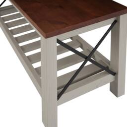 FORGEVIO Cottage Bench Grey Painted Pine Wooden Seat Slatted Storage Shelf - thumbnail 5