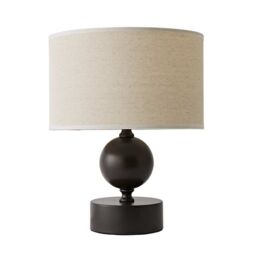 ValueLights Anthony Candlestick Table Lamp with Natural Linen Drum Lamp Shade in Brown - thumbnail 3
