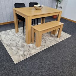 KOSY KOALA Oak Effect Dining Table Set With 2 Black Velvet Chairs & 1 Bench Dining Room Furniture in Beige - thumbnail 6