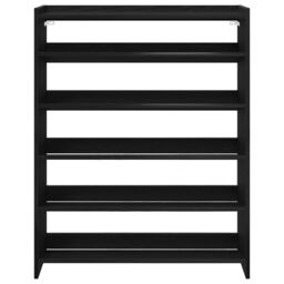 Berkfield Home Shoe Rack Black 80x25x100 cm Engineered Wood - Size: 80 x 25 x 100 cm - thumbnail 4