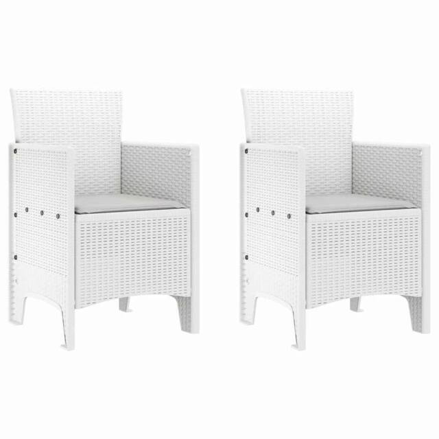 Berkfield Home Garden Chair Set of 2 White, Light Grey Plastic, Fabric Medium in White - image 1