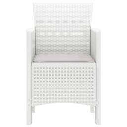 Berkfield Home Garden Chair Set of 2 White, Light Grey Plastic, Fabric Medium in White - thumbnail 6