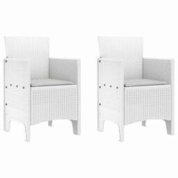 Berkfield Home Garden Chair Set of 2 White, Light Grey Plastic, Fabric Medium in White