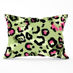 Warren Reed - Designer Green & Pink Leopard Print Cushions - Size: 60 cm x 60 cm - thumbnail 1
