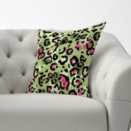 Warren Reed - Designer Green & Pink Leopard Print Cushions - Size: 60 cm x 60 cm - thumbnail 3