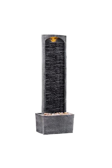 Teamson Home Large Outdoor Straight Water Feature, Modern Waterfall Effect with LED Lights, Grey - image 1