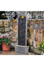 Teamson Home Large Outdoor Straight Water Feature, Modern Waterfall Effect with LED Lights, Grey - thumbnail 3