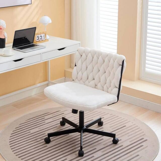 VOGREX Desk Chair with Wheels Armless Swivel, Makeup Vanity Chair Wide Seat - image 1