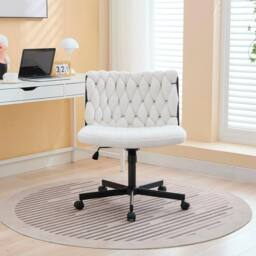 VOGREX Desk Chair with Wheels Armless Swivel, Makeup Vanity Chair Wide Seat - thumbnail 3