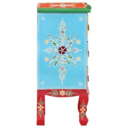 Berkfield Home Hand Painted Bedside Cabinet 40x30x60 cm Solid Mango Wood - Size: 40 x 30 x 60 cm - thumbnail 4
