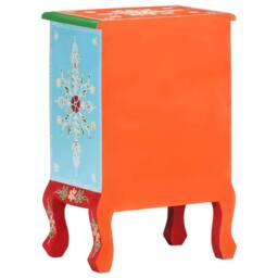Berkfield Home Hand Painted Bedside Cabinet 40x30x60 cm Solid Mango Wood - Size: 40 x 30 x 60 cm - thumbnail 5