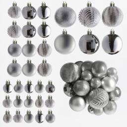 Neo Set of 36 Christmas Tree Ornaments Baubles Set in Silver - thumbnail 6