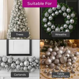 Neo Set of 36 Christmas Tree Ornaments Baubles Set in Silver - thumbnail 3