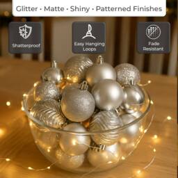 Neo Set of 36 Christmas Tree Ornaments Baubles Set in Silver - thumbnail 5