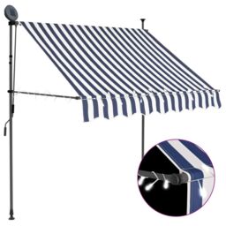 Berkfield Home Manual Retractable Awning with LED 100 cm Blue & White - thumbnail 1