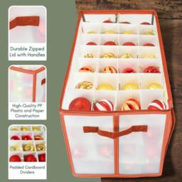 Pelle & Sol 112 Ornaments Christmas Bauble's Storage Box with Dividers - thumbnail 6