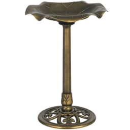 OUTSUNNY Bird Bath for Garden, Birdbath with Lotus Leaf Basin, Bronze Tone - thumbnail 2