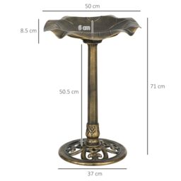 OUTSUNNY Bird Bath for Garden, Birdbath with Lotus Leaf Basin, Bronze Tone - thumbnail 3