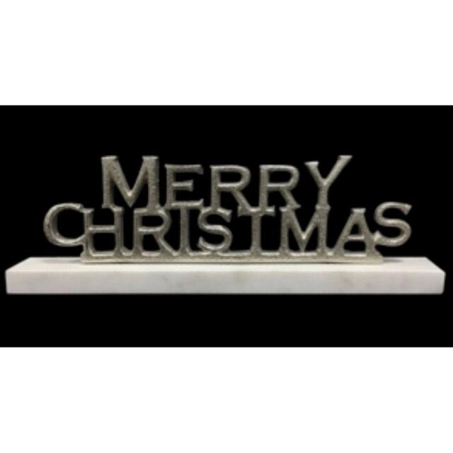 Minster Nickel Plated Merry Christmas in Stand - L3 x W30 x H8 cm in Grey - Size: 1 Pack - image 1