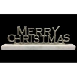 Minster Nickel Plated Merry Christmas in Stand - L3 x W30 x H8 cm in Grey - Size: 1 Pack - thumbnail 2