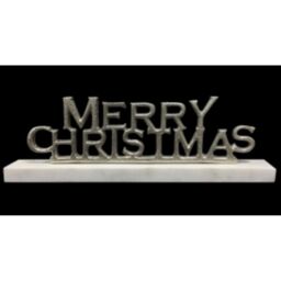 Minster Nickel Plated Merry Christmas in Stand - L3 x W30 x H8 cm in Grey - Size: 1 Pack - thumbnail 1