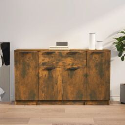 Berkfield Home Sideboards 3 pcs Smoked Oak Engineered Wood in Brown - thumbnail 1
