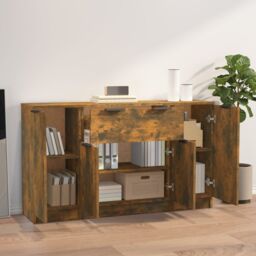 Berkfield Home Sideboards 3 pcs Smoked Oak Engineered Wood in Brown - thumbnail 3