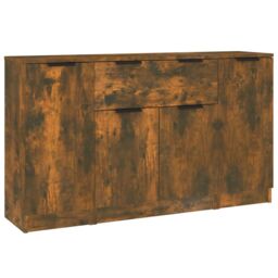 Berkfield Home Sideboards 3 pcs Smoked Oak Engineered Wood in Brown - thumbnail 2