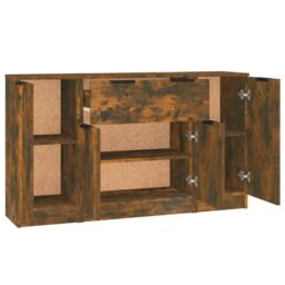 Berkfield Home Sideboards 3 pcs Smoked Oak Engineered Wood in Brown - thumbnail 6