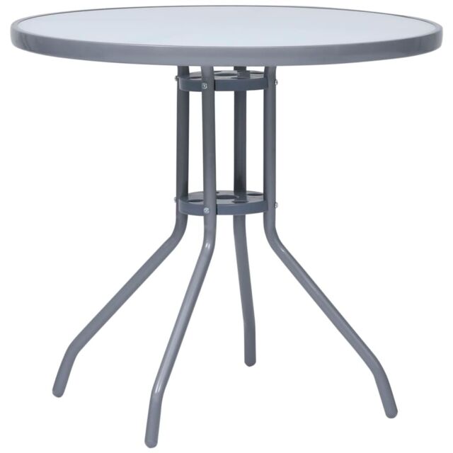 Berkfield Home Garden Table Light Grey 80 cm Steel & Glass - image 1