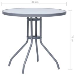 Berkfield Home Garden Table Light Grey 80 cm Steel & Glass - thumbnail 5