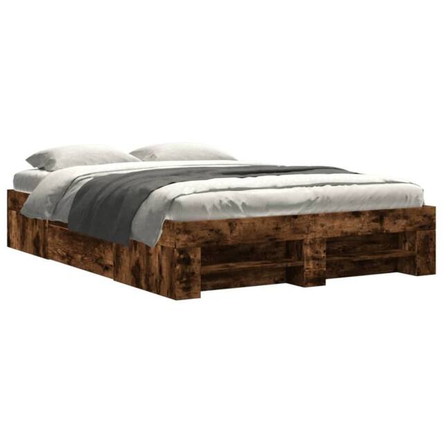 Berkfield Home Bed Frame Frame Smoked Oak 120x190 cm Small Double Wood in Brown - image 1